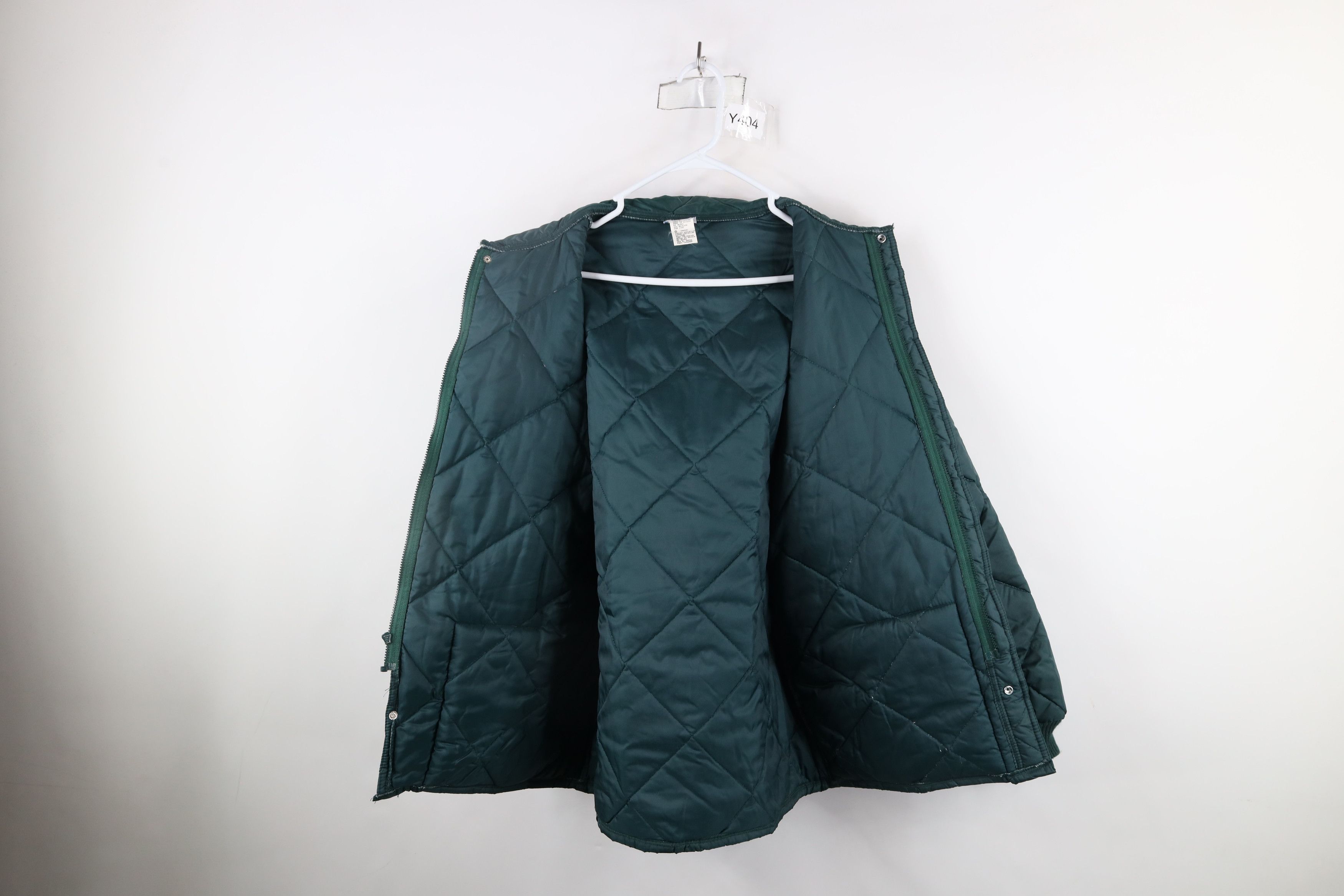 Vintage Vintage 90s Streetwear Blank Quilted Full Zip Jacket Green Size US L / EU 52-54 / 3 - 8 Thumbnail