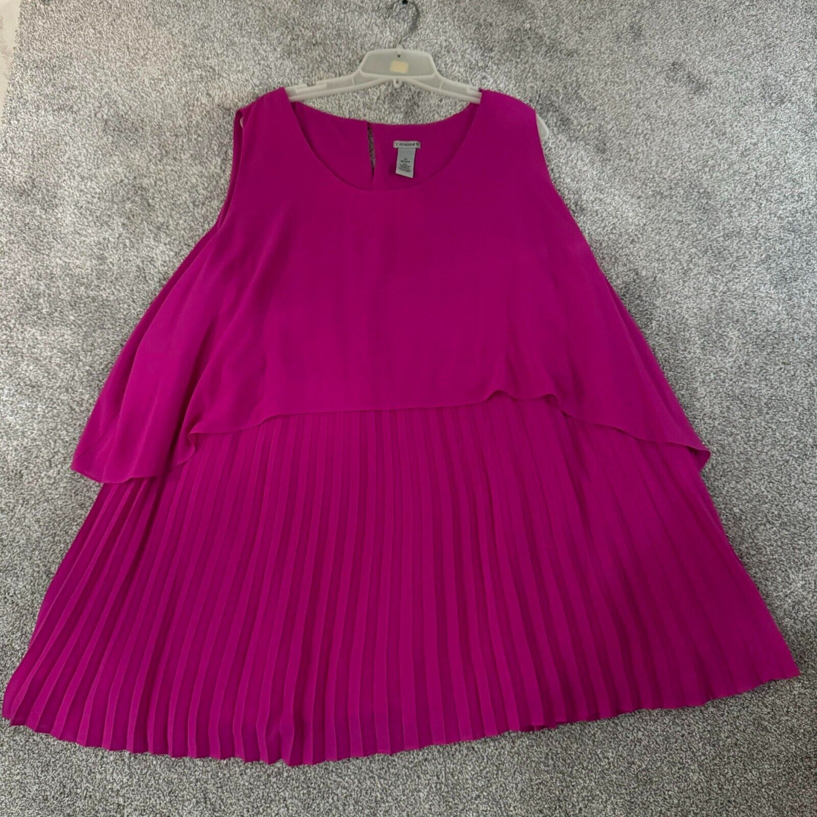 Other Catherines Dress 3X Plus Chiffon Flowy Pleated Barbiecore Size 3XL / US 20-22 - 1 Thumbnail