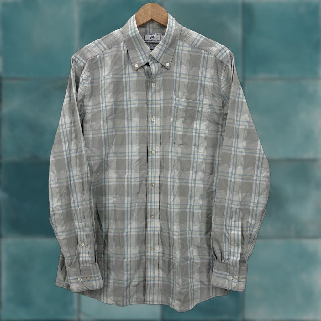 Southern Tide VINTAGE Southern Tide Intercoastal Shirt Mens M Gray Plaid Stretch Button Front Size US M / EU 48-50 / 2 - 1 Thumbnail