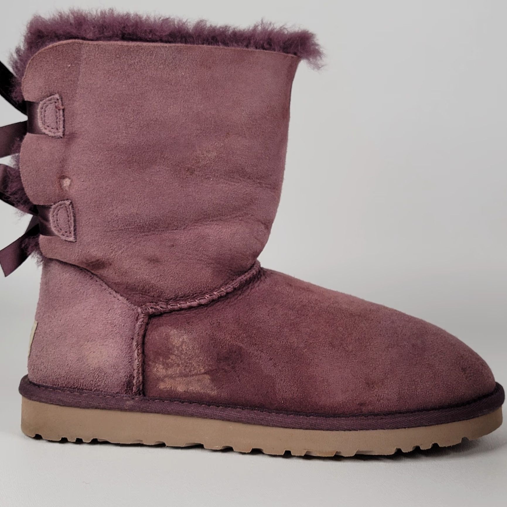 Ugg UGG Bailey Bow II Port Suede Fur Purple Boots Women’s Size 6 Bow Size US 5 / IT 35 - 3 Thumbnail