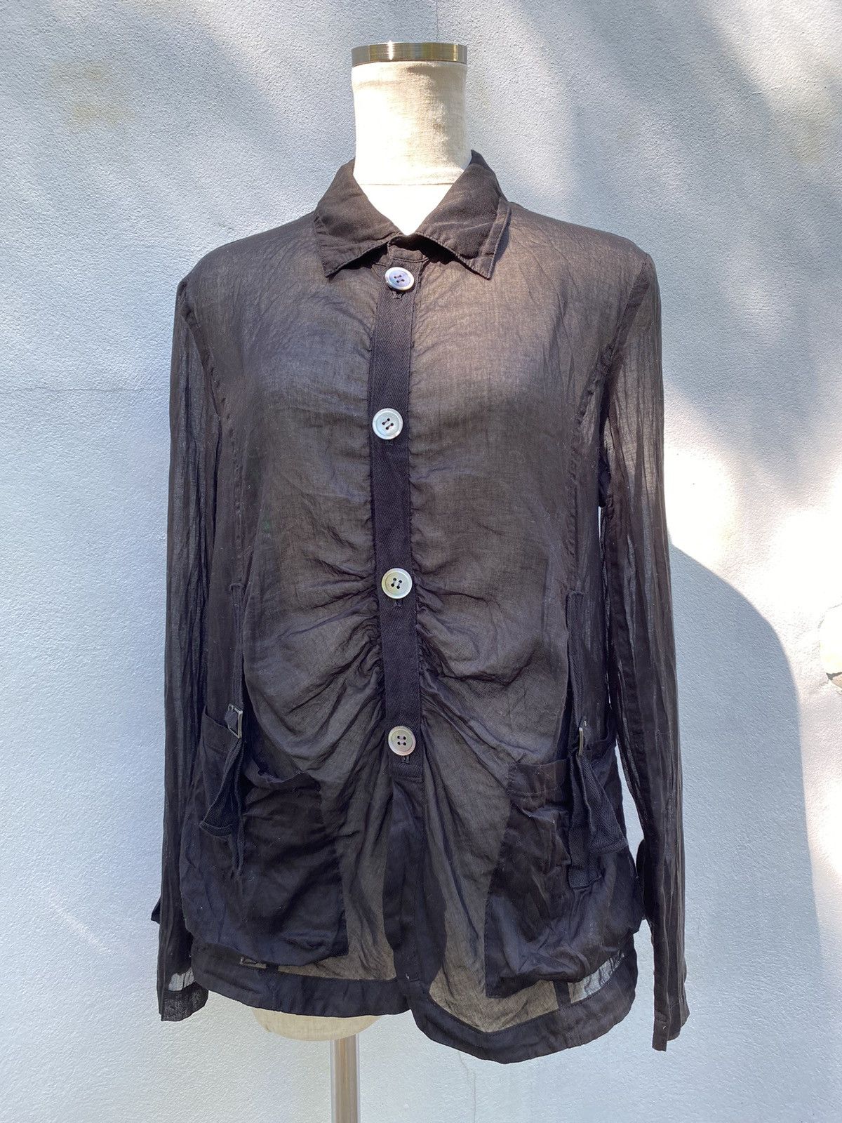 Sunao Kuwahara SUNAO KUWAHARA Black Silk Long-Sleeve Shirt Size M / US 6-8 / IT 42-44 - 1 Thumbnail