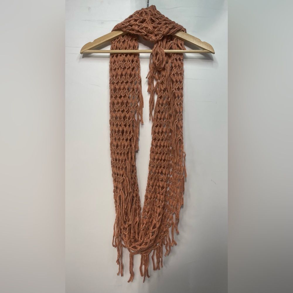 Other Mauve Pink Knit Fringe Infinity Scarf Size ONE SIZE - 2 Thumbnail