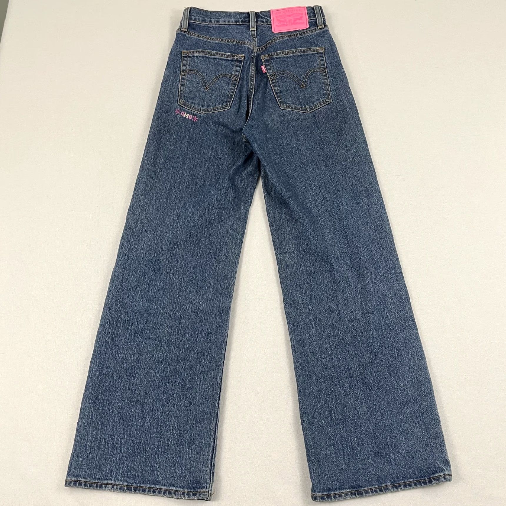 Levi's Levi's Ribcage Wide-Leg Jeans Size 26 W26 L28 Blue Denim Embroidered Skate Y2K Womens Size 26" / US 2 / IT 38 - 4 Thumbnail