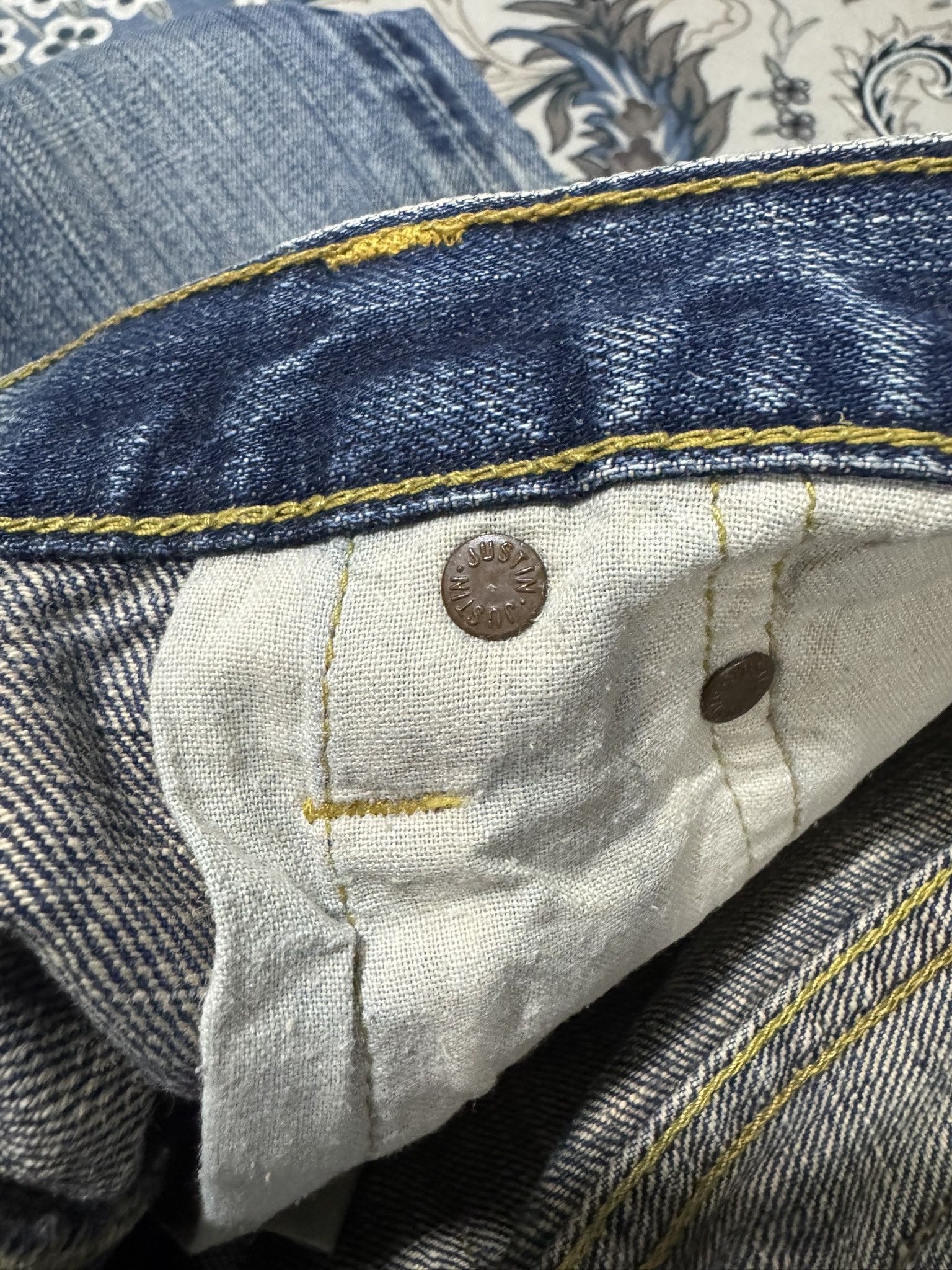 Japanese Brand × Justin Vintage Justin USA Selvadge Jeans Distress Ripped Jeans Size US 29 - 14 Thumbnail