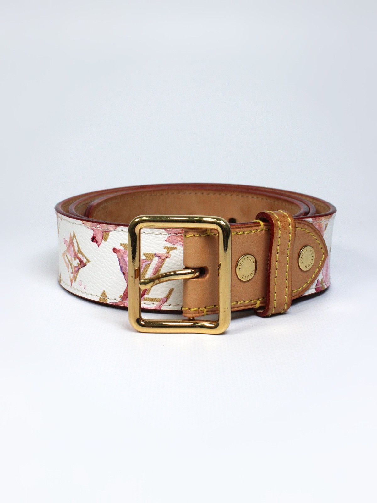 Louis Vuitton Belts Brown Flower Buckle Louis Vuitton Leather