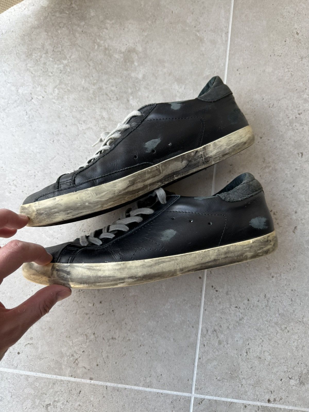 Golden Goose Golden Goose Superstar All Black Leather Sneakers Size US 9 / EU 42 - 3 Thumbnail