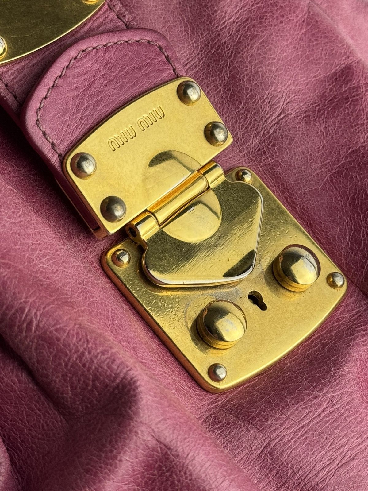 Miu Miu Miu Miu Vitello Lux Bow Bag Pink Leather Top Handle Handbag Size ONE SIZE - 5 Thumbnail