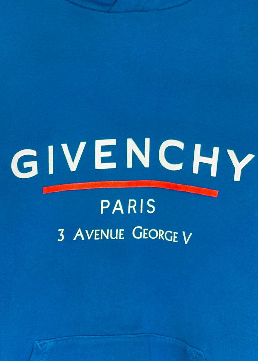 Givenchy Givenchy Blue Address Logo Print Hoodie Size US M / EU 48-50 / 2 - 4 Thumbnail