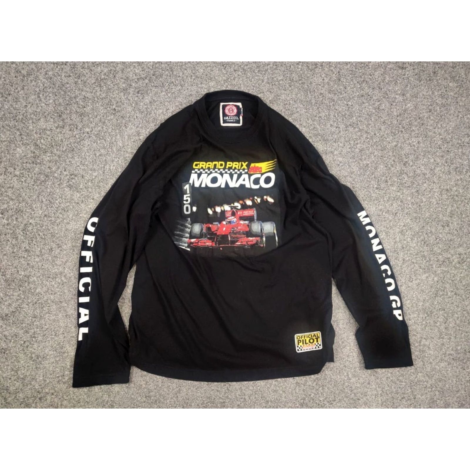 Vintage Vintage Grand Prix Monaco Racing Logo Black long sleeve Shirt Mens M Size US M / EU 48-50 / 2 - 5 Thumbnail