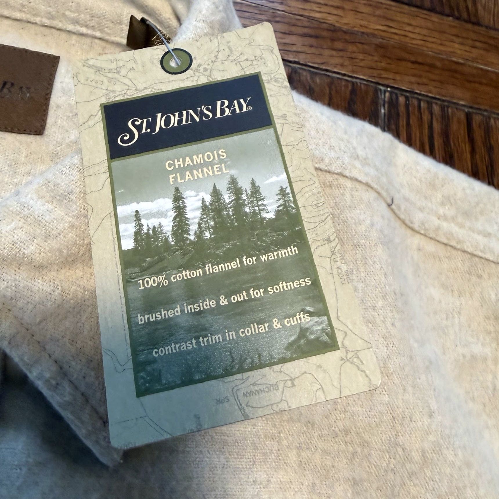 Vintage St. John's Bay Chamois Cloth Shirt Mens Medium Button-Up Vanilla Heather NWT Size US M / EU 48-50 / 2 - 4 Thumbnail