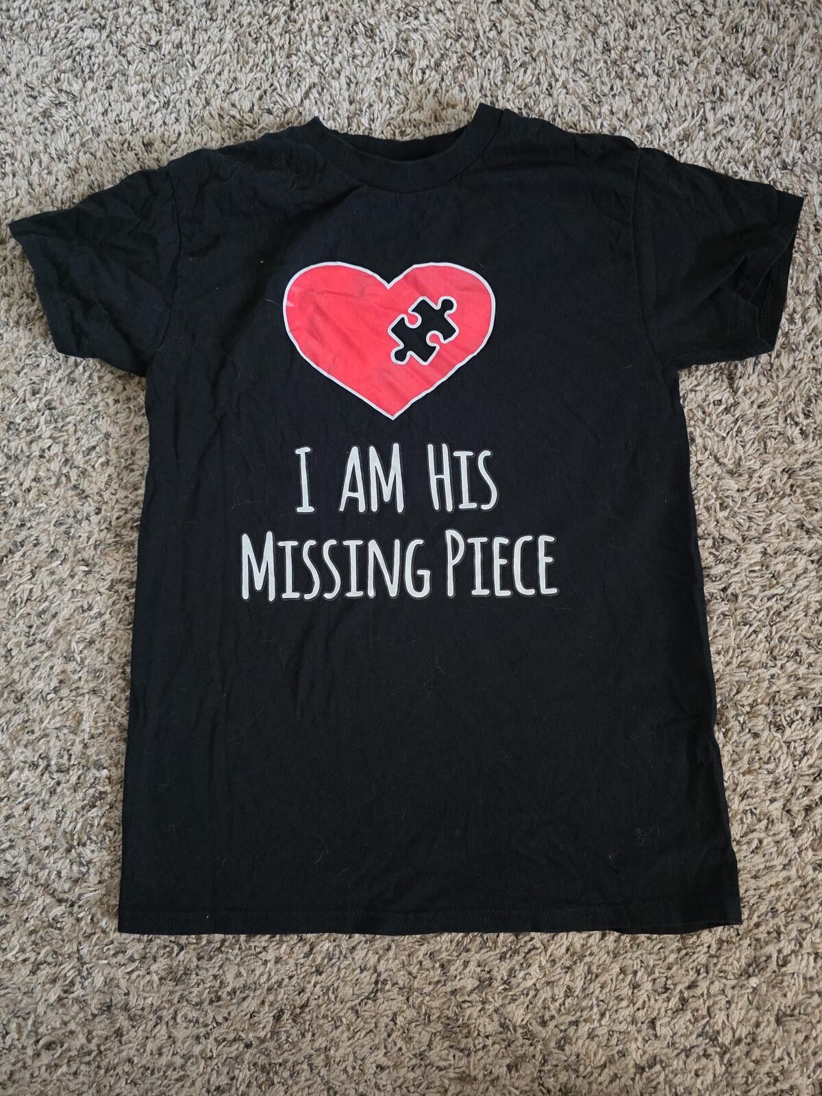 Gildan Autism Awareness Black 'I Am His Missing Piece' T Shirt Sz S Size ONE SIZE - 6 Thumbnail