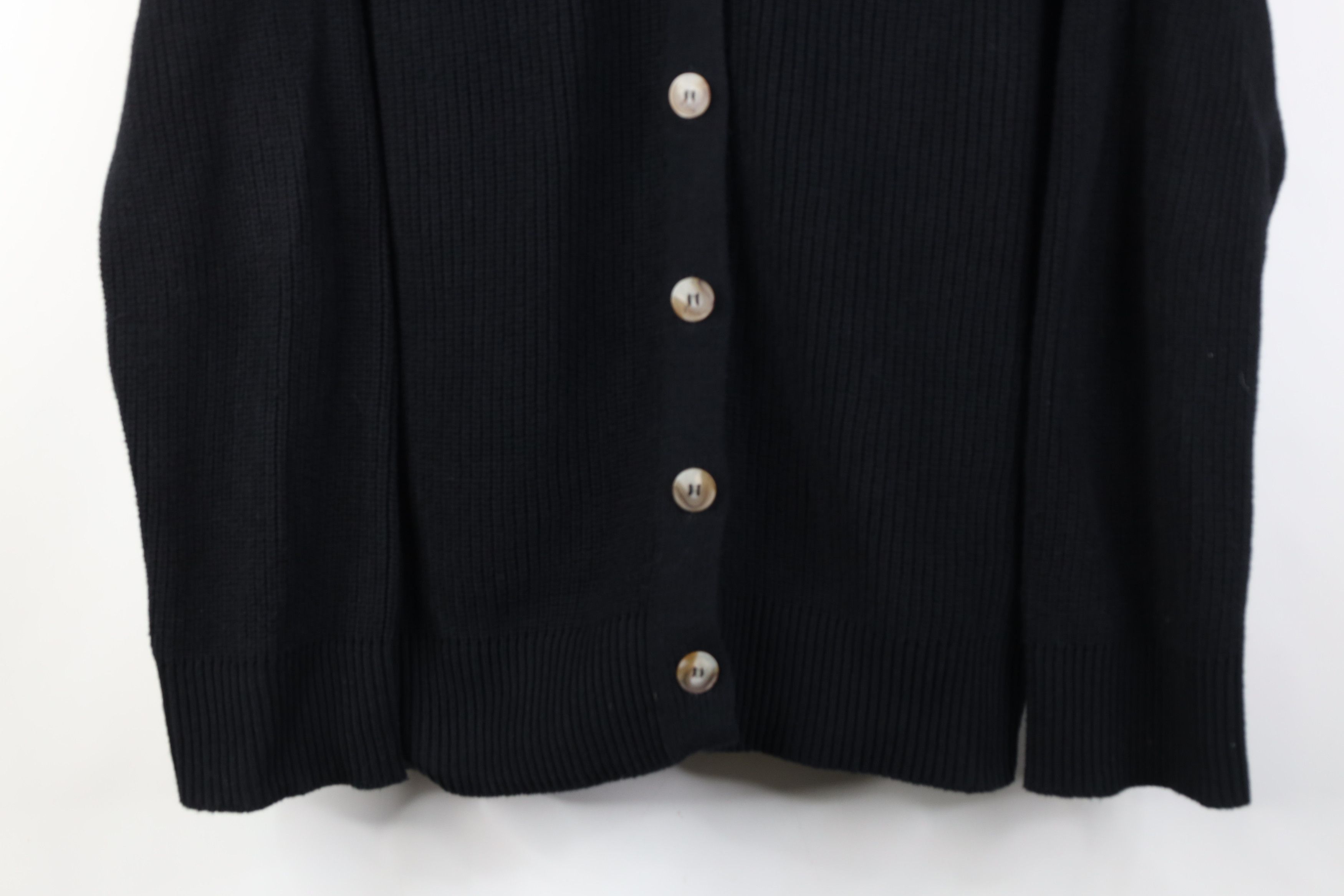 Vintage Hudson Jeans Blank Chunky Ribbed Knit Cardigan Sweater Black Size L / US 10 / IT 46 - 3 Thumbnail
