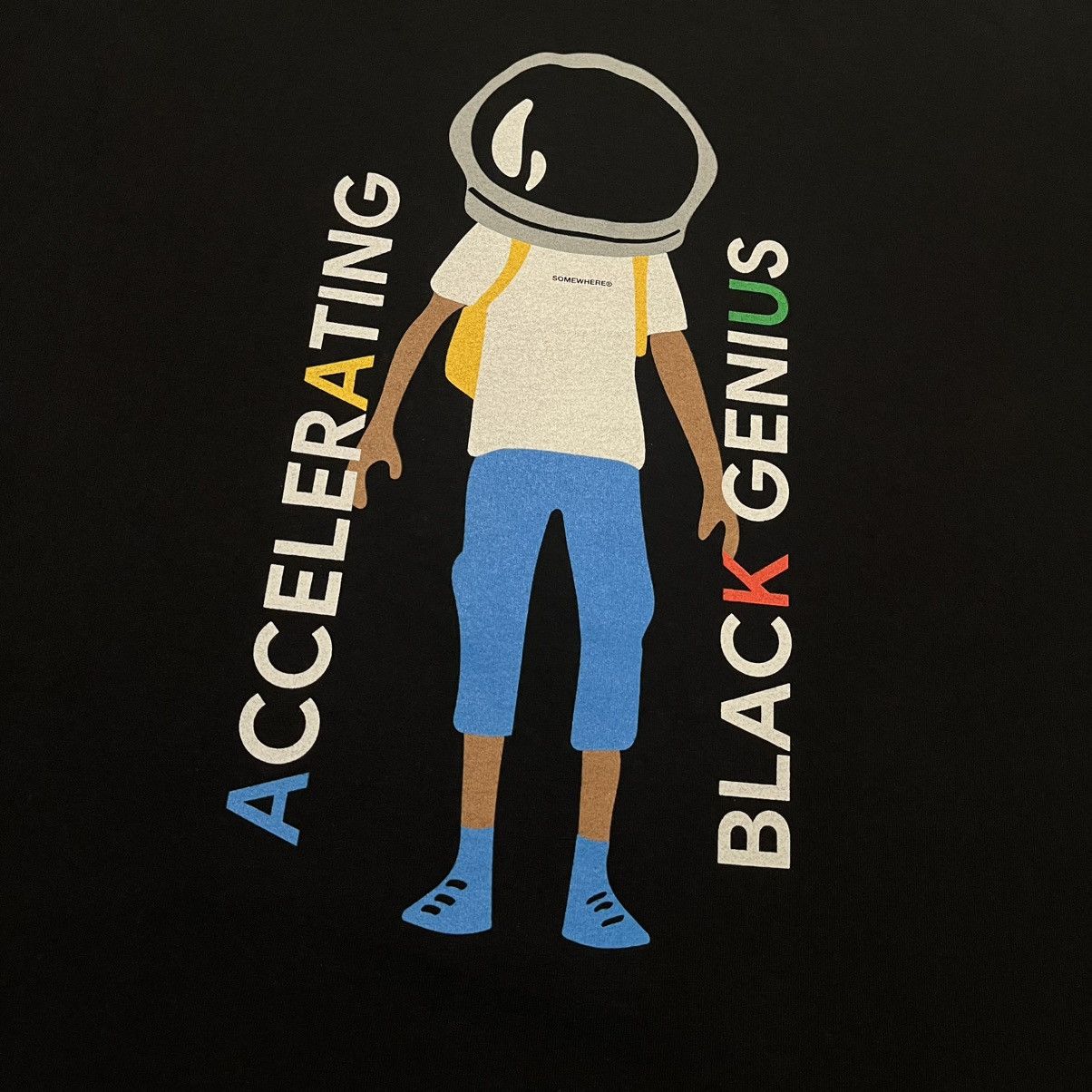 Vintage Somewhere Brand USA Accelerating Black Genius Google T Shirt Size US L / EU 52-54 / 3 - 4 Thumbnail