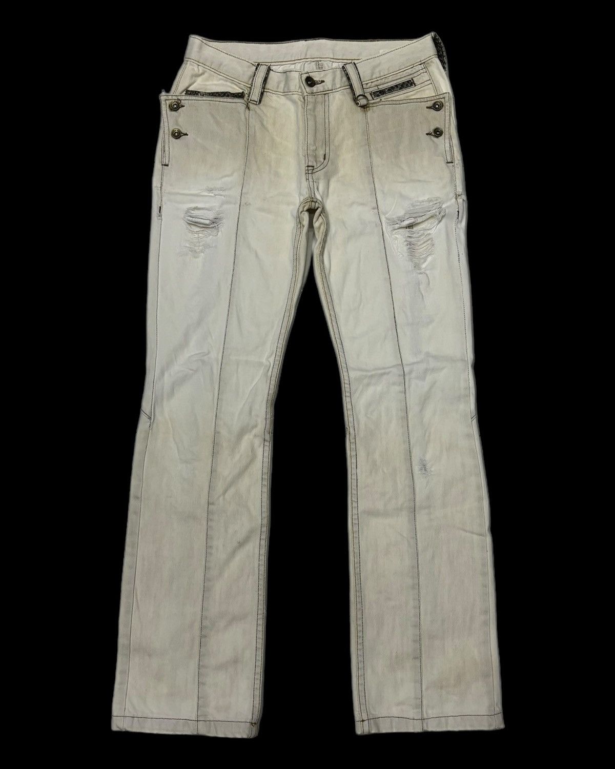 If Six Was Nine RARE🔥SEMANTIC DESIGN PUNK DISTRESS SNAKE SKIN POCKET JEANS Size US 29 - 3 Thumbnail
