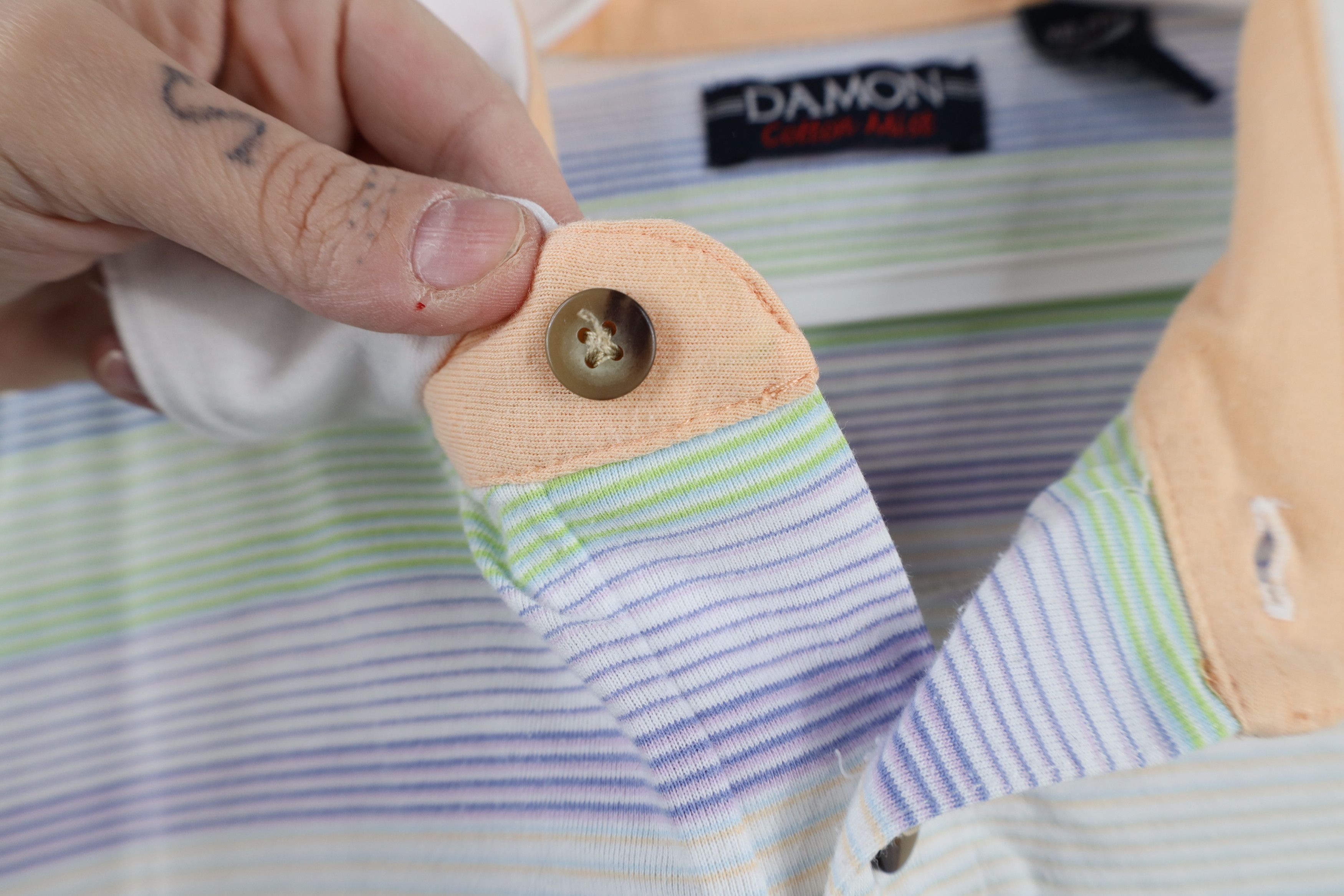 Vintage Vintage 90s Streetwear Pastel Striped Collard Golf Polo Size US XXL / EU 58 / 5 - 5 Thumbnail