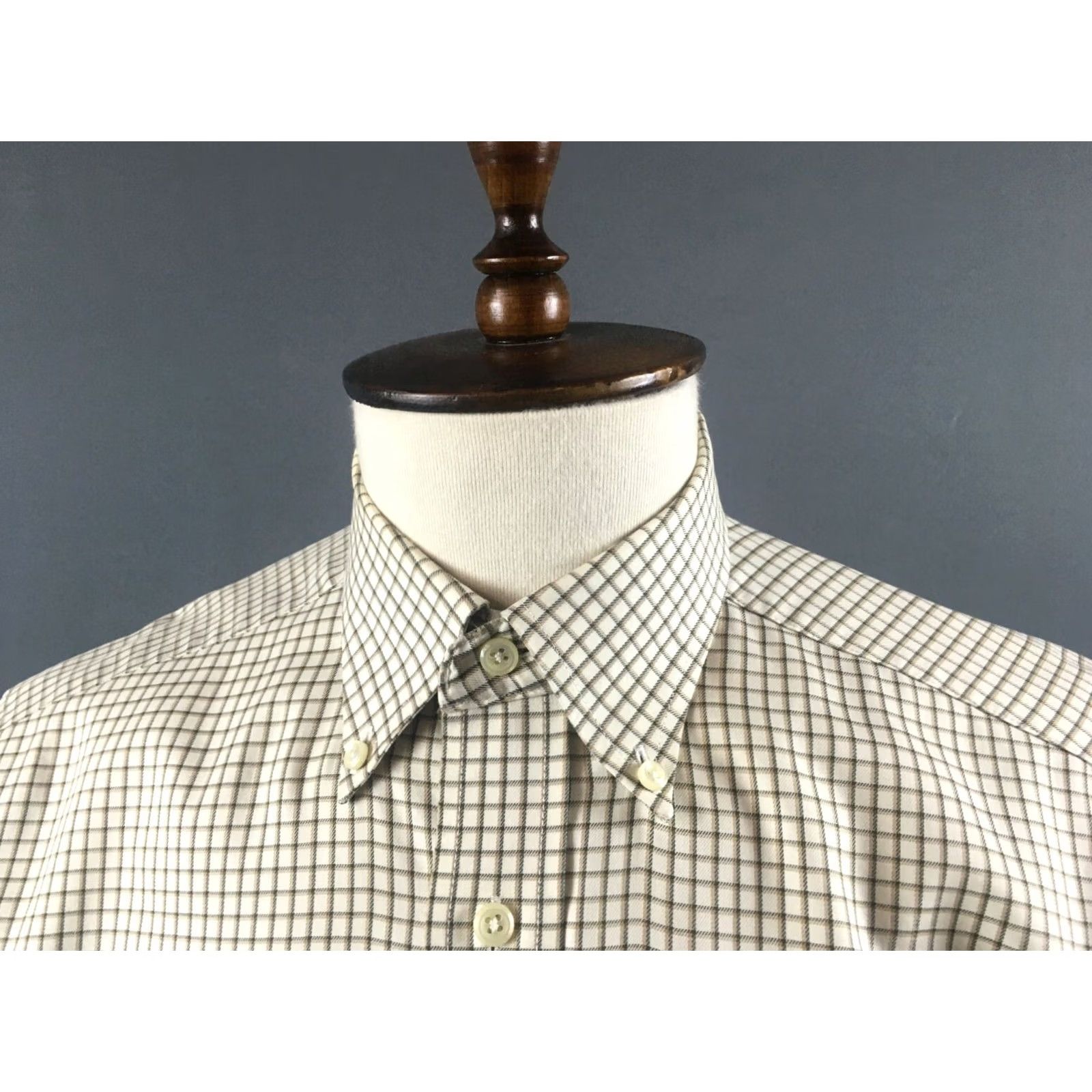 Vintage L.L. Bean Shirt Cotton Ivory Men M Button-Down Short Sleeve Regular Check Wrinkle Resistant Vintage No Size US M / EU 48-50 / 2 - 6 Thumbnail