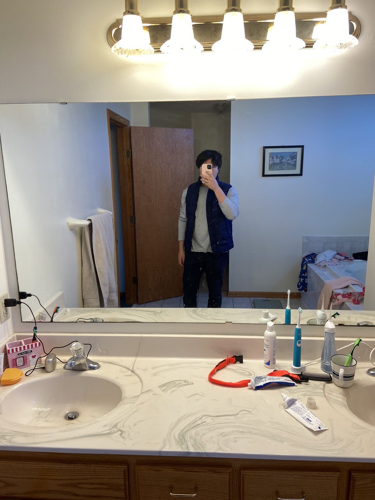 Garment Dyed Crinkle Reps NY Down Blue Vest
