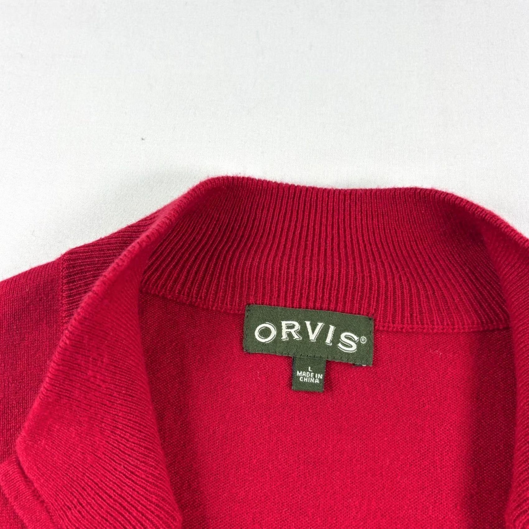 Orvis Orvis Sweater Pullover Mens Large Red 1/4 Zip Mock Neck Cotton Silk Blend Stretch Preppy Regular Fit Size US L / EU 52-54 / 3 - 4 Thumbnail