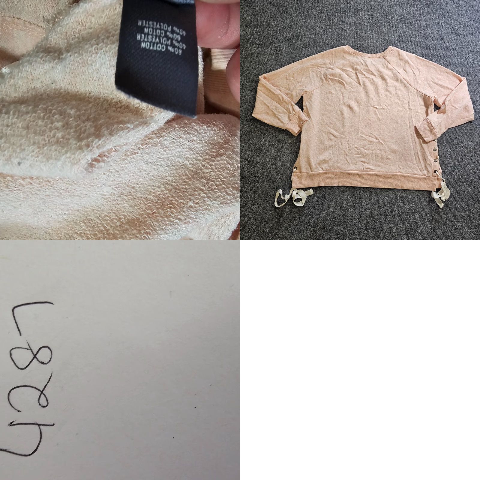 Vintage Aerie Sweatshirt Women XXL Pink Long Sleeve Lace Up Crew Neck Casual Comfort Pullover Jersey Knit Casual Women's Style Oversized Fall Winter Spring Size XXL / US 16-18 / IT 52-54 - 8 Thumbnail