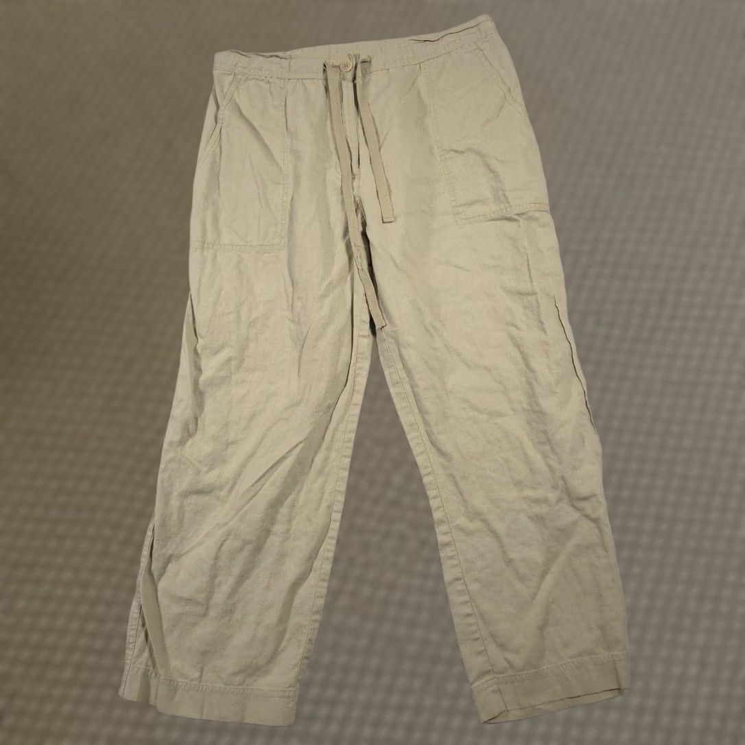 Jones New York Jones New York Sport Pants Womens 8 Beige Linen Cotton Blend Wide Leg Casual Pants Size 30" / US 8 / IT 44 - 1 Thumbnail