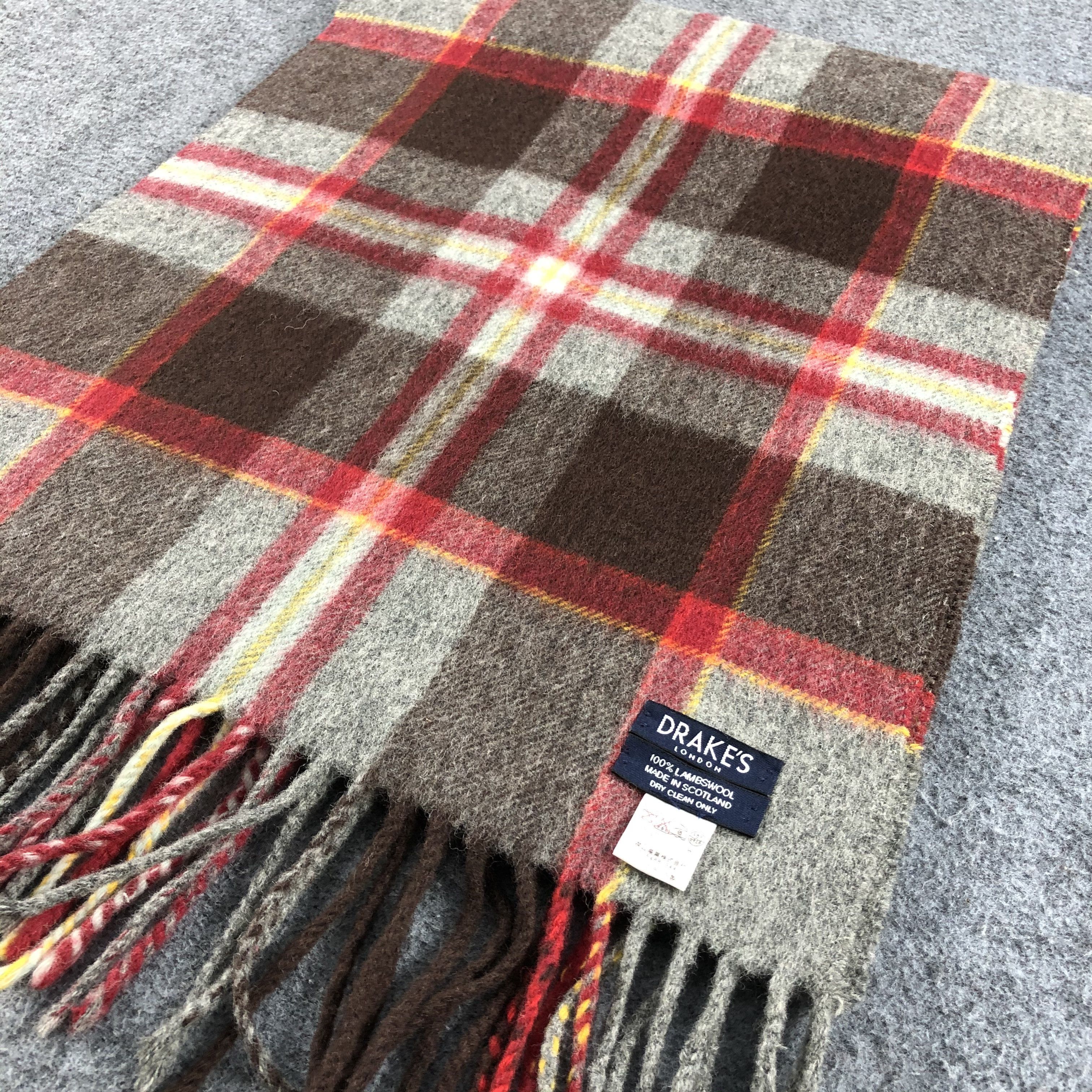Drake's Drake's Tartan Wool Scarf Muffler V762 Size ONE SIZE - 3 Thumbnail