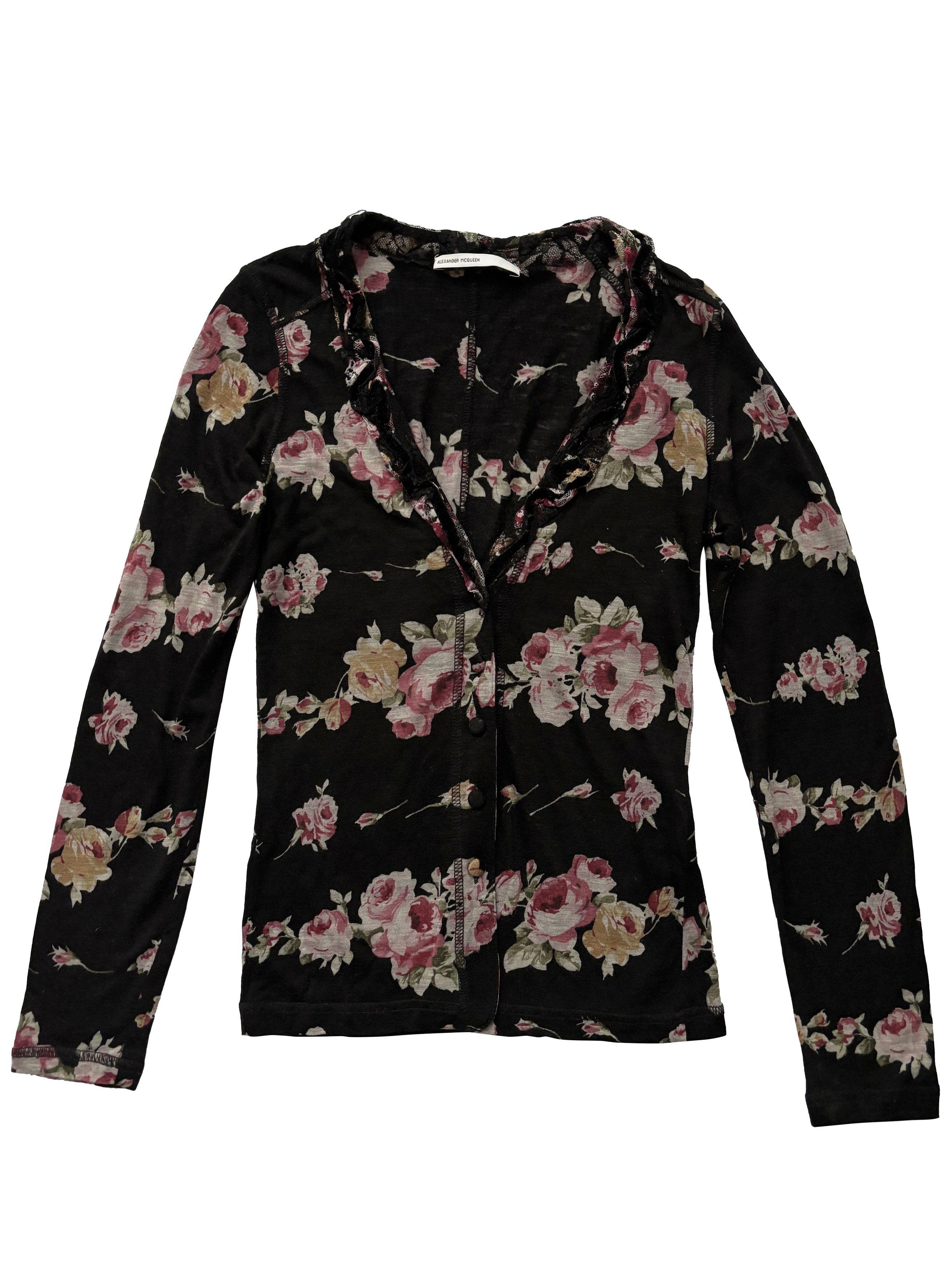 Alexander McQueen ⚡️QUICK SALE⚡️1996 Alexander Mcqueen Black with Roses Blouse Size M / US 6-8 / IT 42-44 - 1 Thumbnail