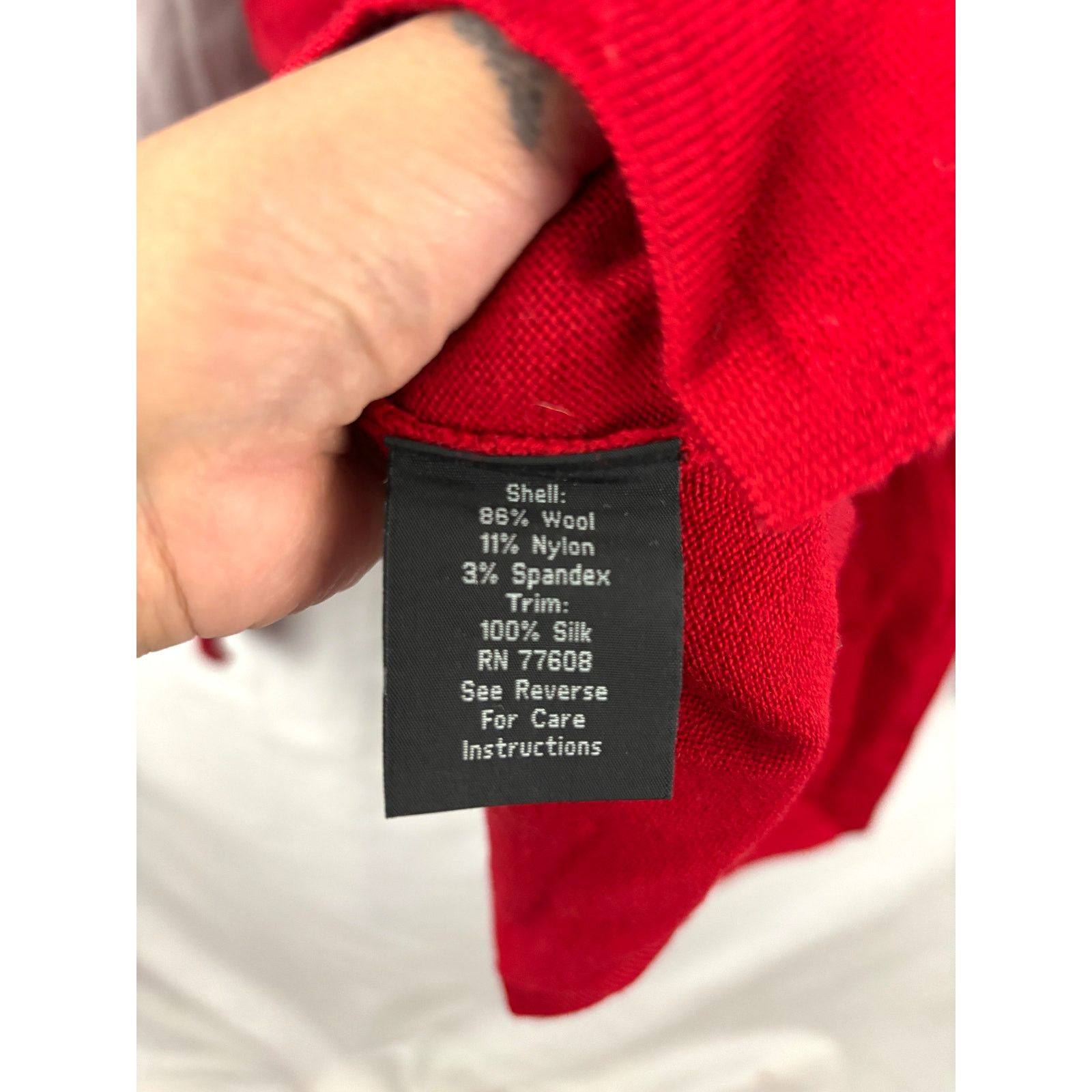 J. Peterman J. Peterman Red Wool Blend Sweater Silk Ribbon Tie MEDIUM Size M / US 6-8 / IT 42-44 - 4 Thumbnail