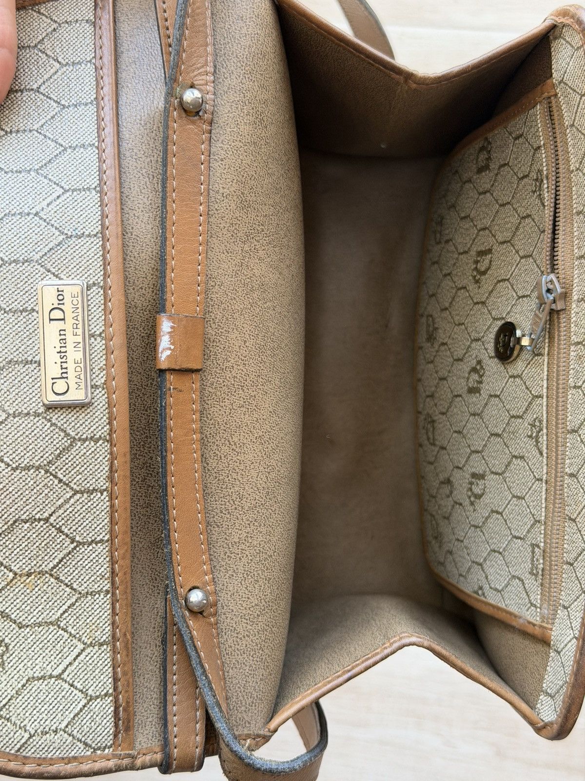 Dior Christian Dior France Vintage Honeycomb Canvas Leather Bag Size ONE SIZE - 11 Thumbnail