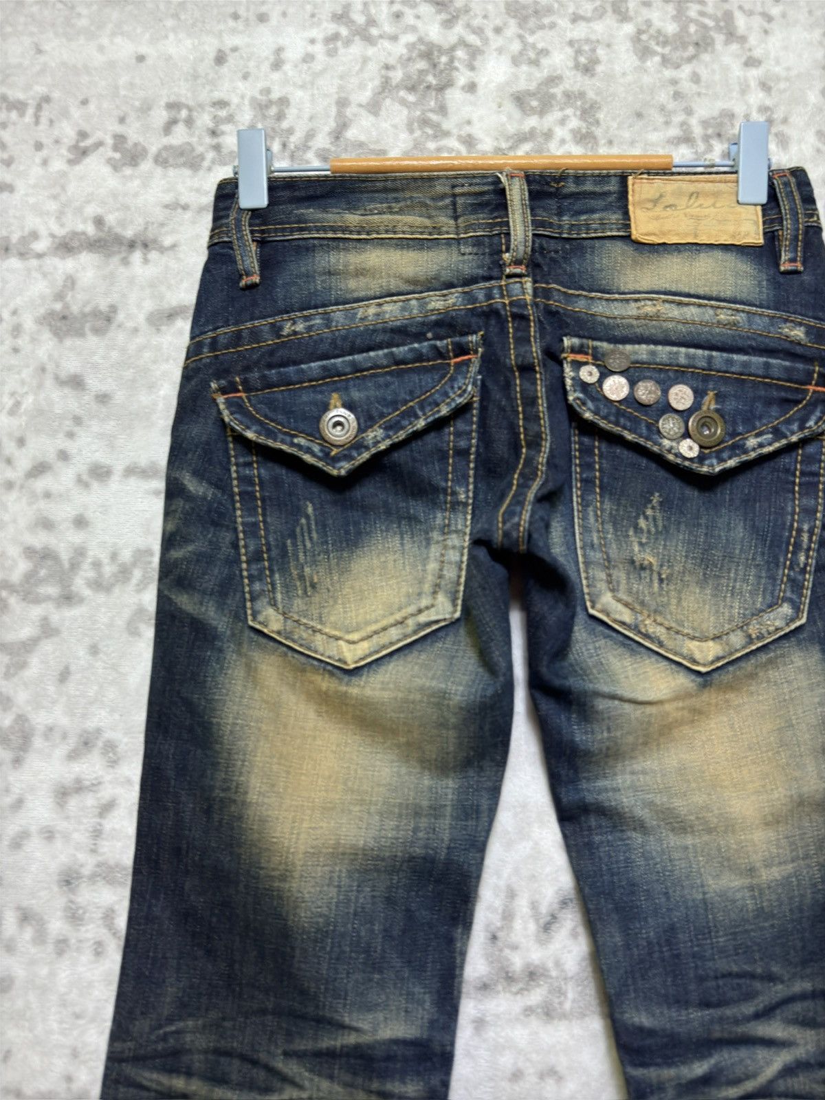Japanese Brand Flared Lolita Jeans Muddy Wash Claw Mark Distressed Denim Size US 27 - 9 Thumbnail