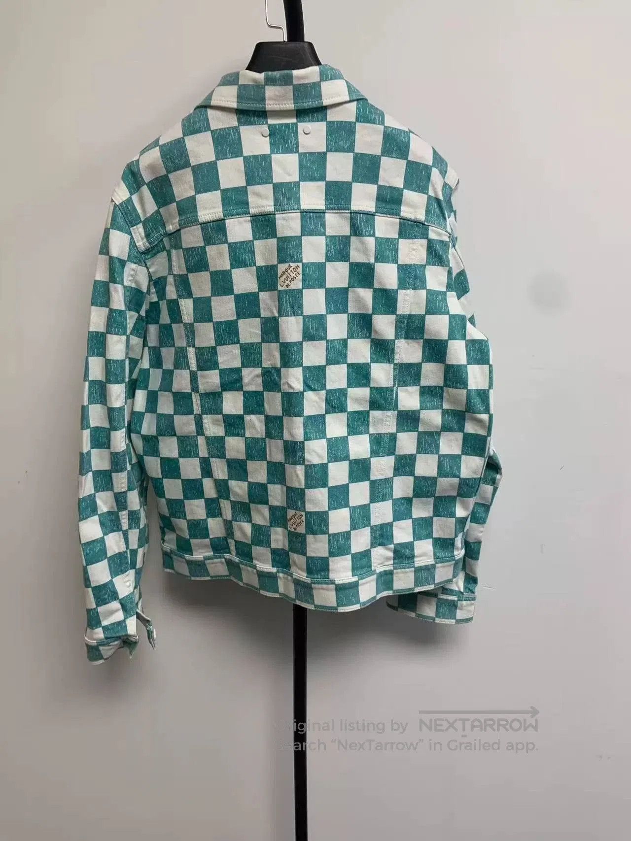 Louis Vuitton Louis Vuitton Green Checkered Cropped Denim Jacket. Size XXL / US 16-18 / IT 52-54 - 2 Thumbnail