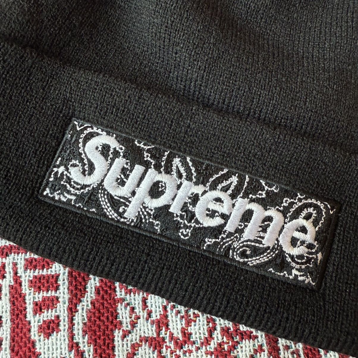 New Era × Supreme FW19 Supreme New Era Bandana Box Logo Beanie Black OS Size ONE SIZE - 2 Thumbnail