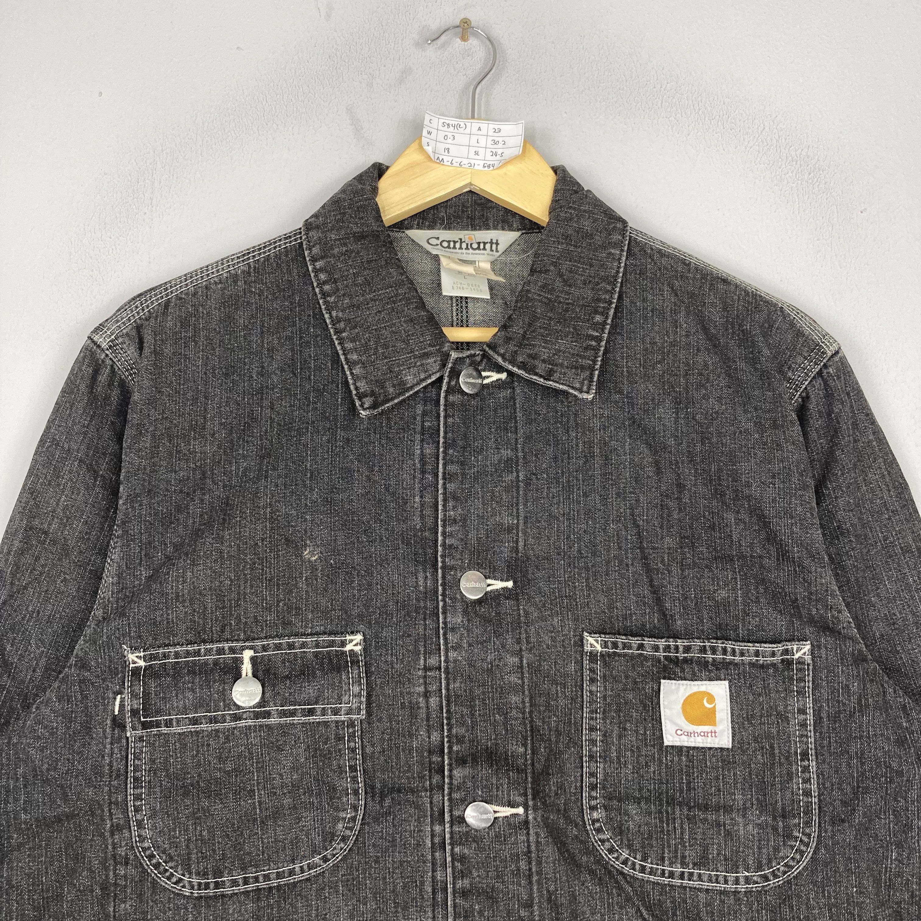 Carhartt Vintage CARHART Black Denim Chore Jacket Button Up Size US L / EU 52-54 / 3 - 2 Thumbnail