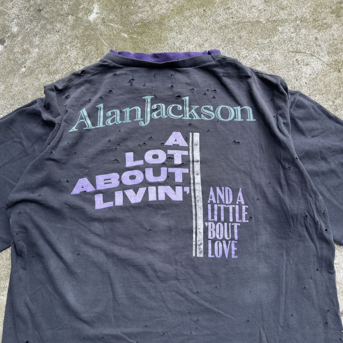 Vintage Alan Jackson Thrashed Distressed Double Layer Tee ERD Grunge Size US XL / EU 56 / 4 - 8 Thumbnail