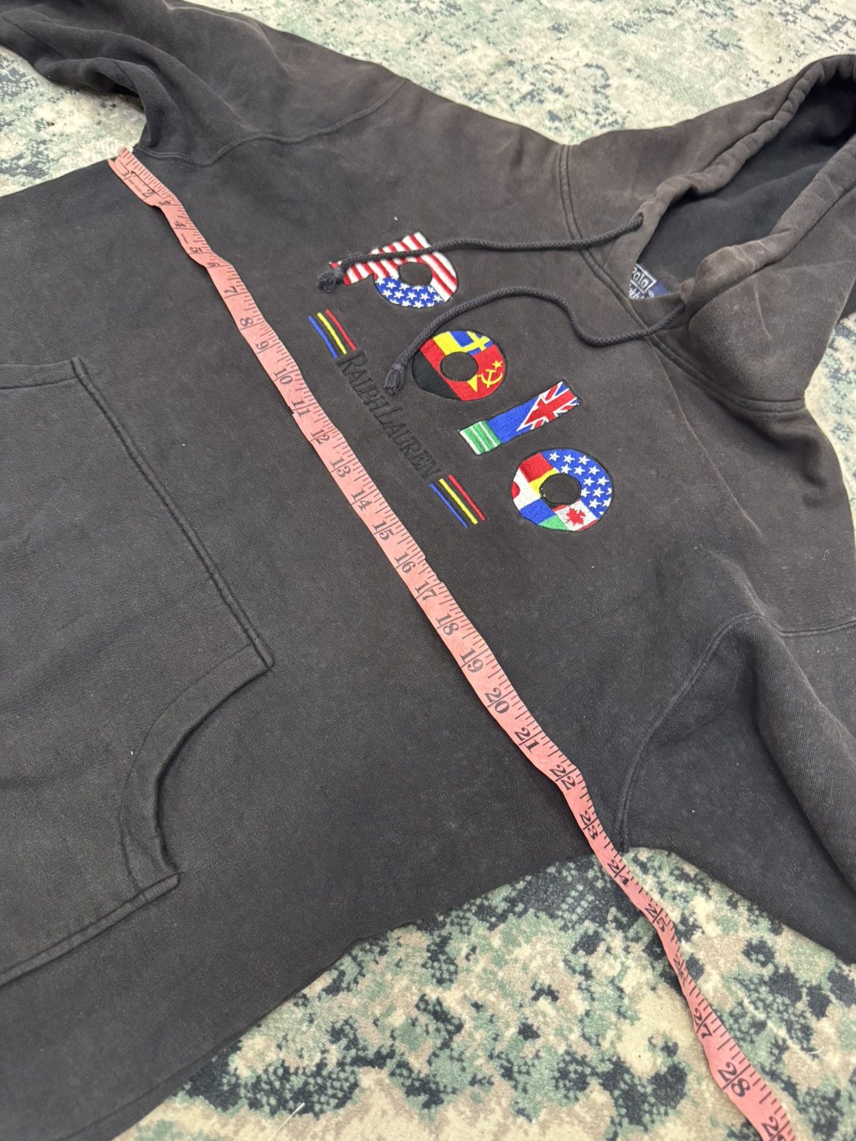 Polo Ralph Lauren × Vintage VTG 1990s POLO RALPH LAUREN MULTINATIONS FLAGS LOGO HOODIE Size US L / EU 52-54 / 3 - 5 Thumbnail