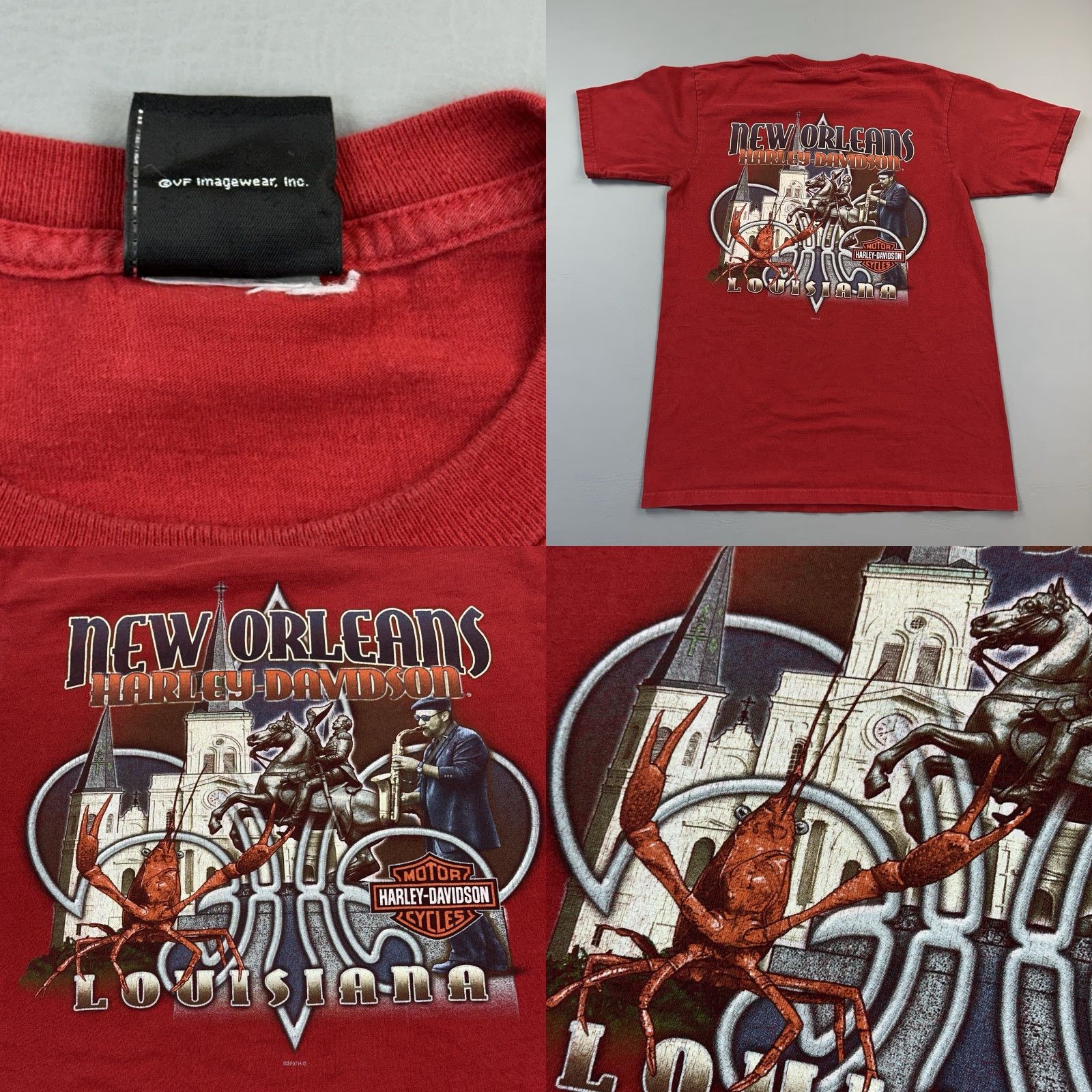 Harley Davidson Harley-Davidson Shirt Mens M Red New Orleans Eagle Motorcycle Biker Y2K Vintage Graphic Print Logo USA Skull Size US M / EU 48-50 / 2 - 8 Thumbnail