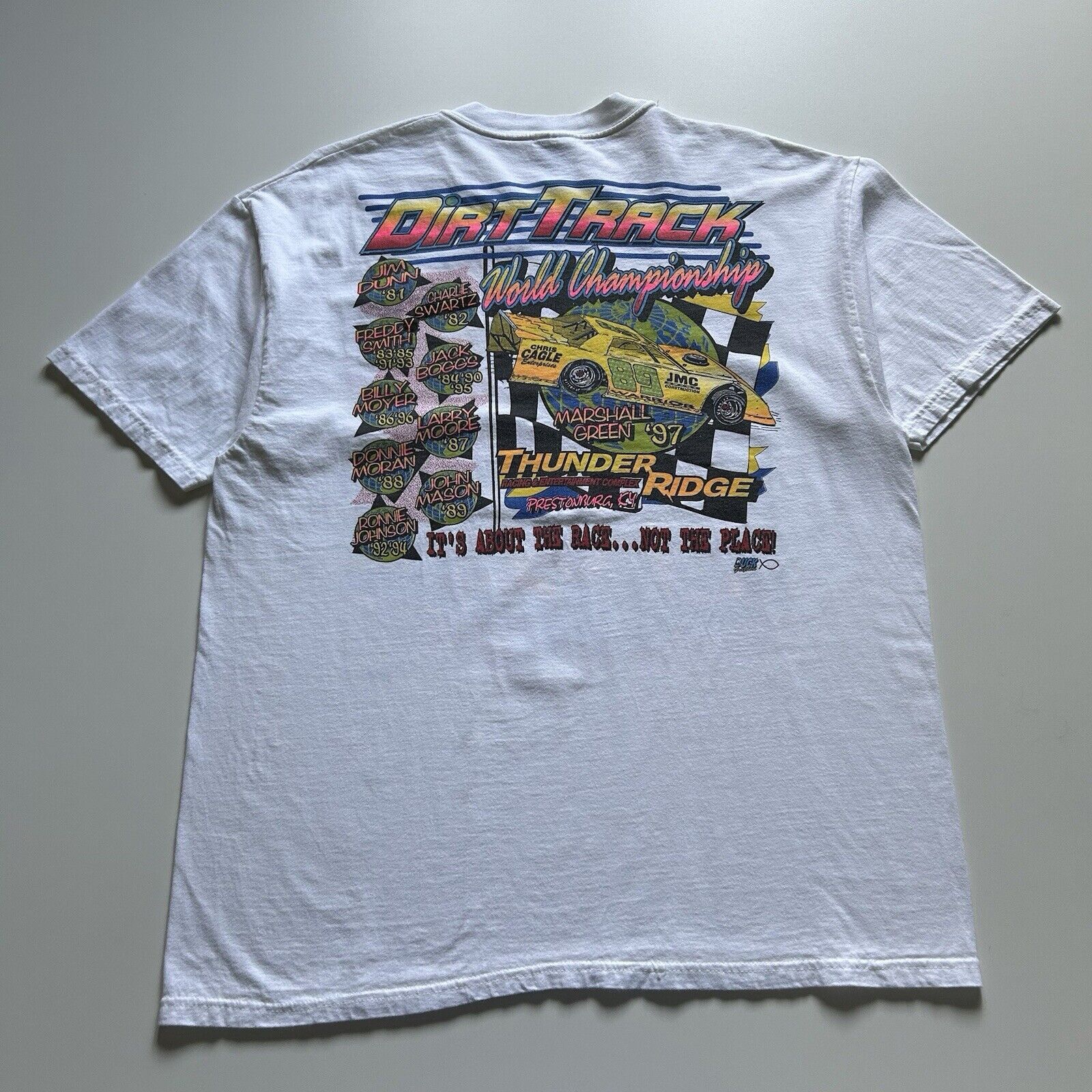 Hanes Vintage 90s Dirt Track World Champs Car Racing T Shirt XL Size US XL / EU 56 / 4 - 4 Thumbnail