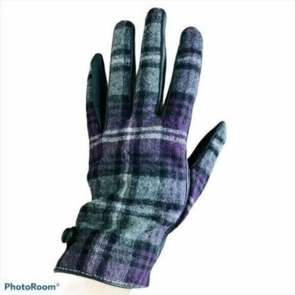 Other Leather and Tartan Gloves Sz M Size ONE SIZE - 3 Thumbnail