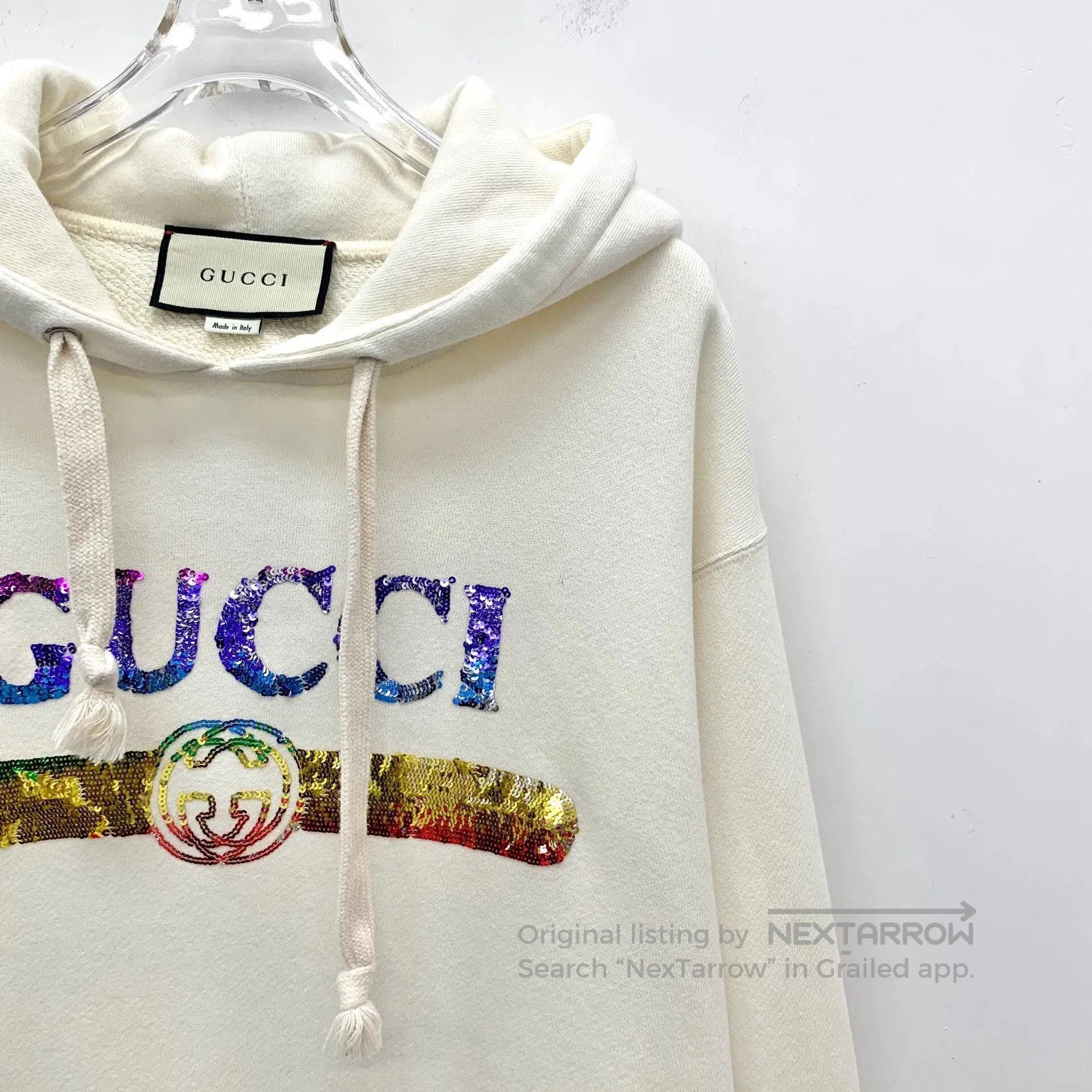 Gucci Gucci White Logo Sequin Hooded Sweatshirt. Size US S / EU 44-46 / 1 - 3 Thumbnail
