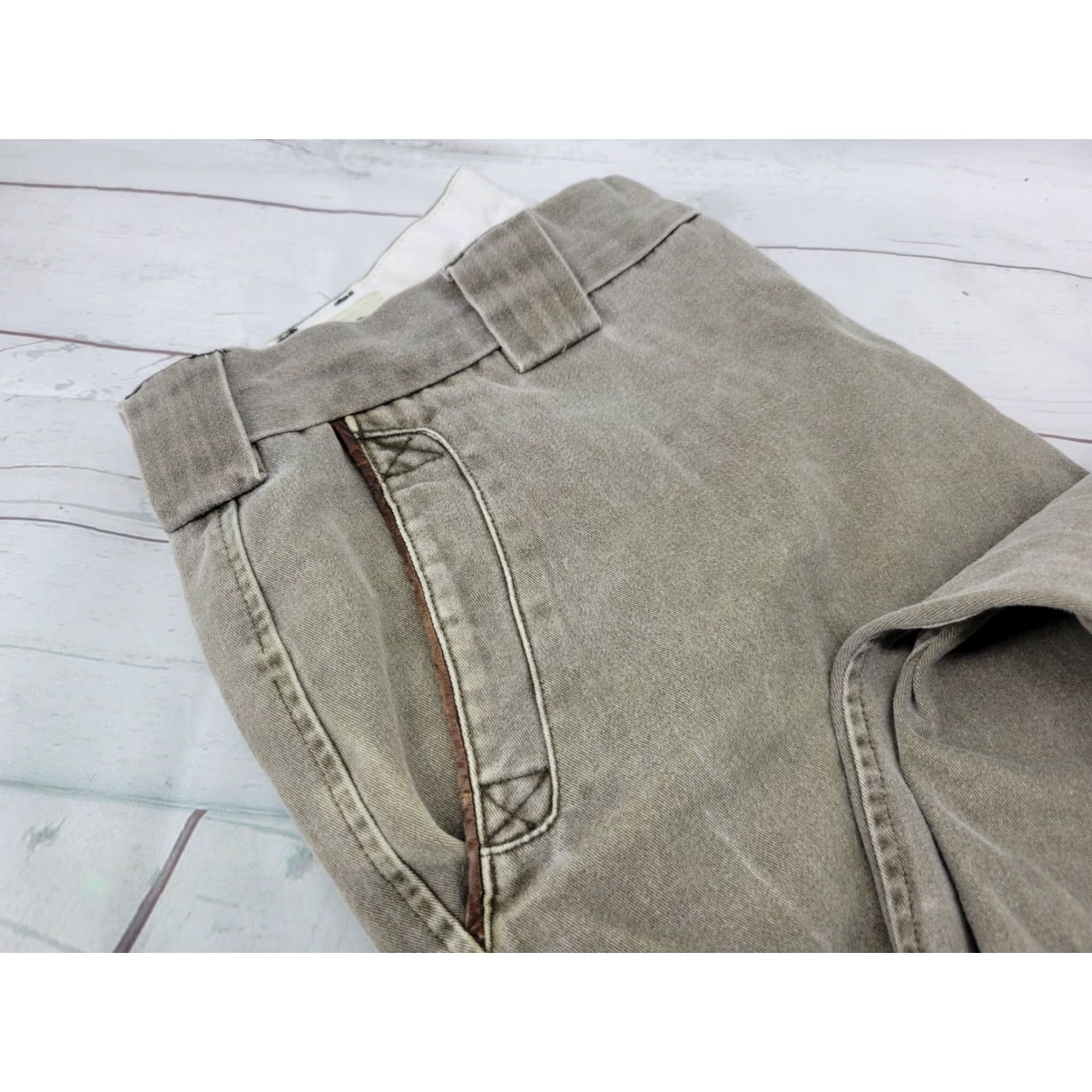 Orvis Orvis Men's Faded Green Classic Outdoors cotton Chino Pants Leather Trim 36/28 Size US 36 / EU 52 - 3 Thumbnail