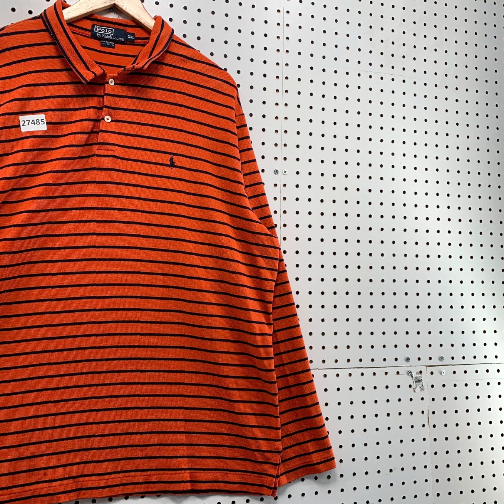 Polo Ralph Lauren VINTAGE Polo Ralph Lauren Shirt Striped Collared 2XL Orange Black Mens 26.5x31 Polo Shirt Size US XXL / EU 58 / 5 - 5 Thumbnail