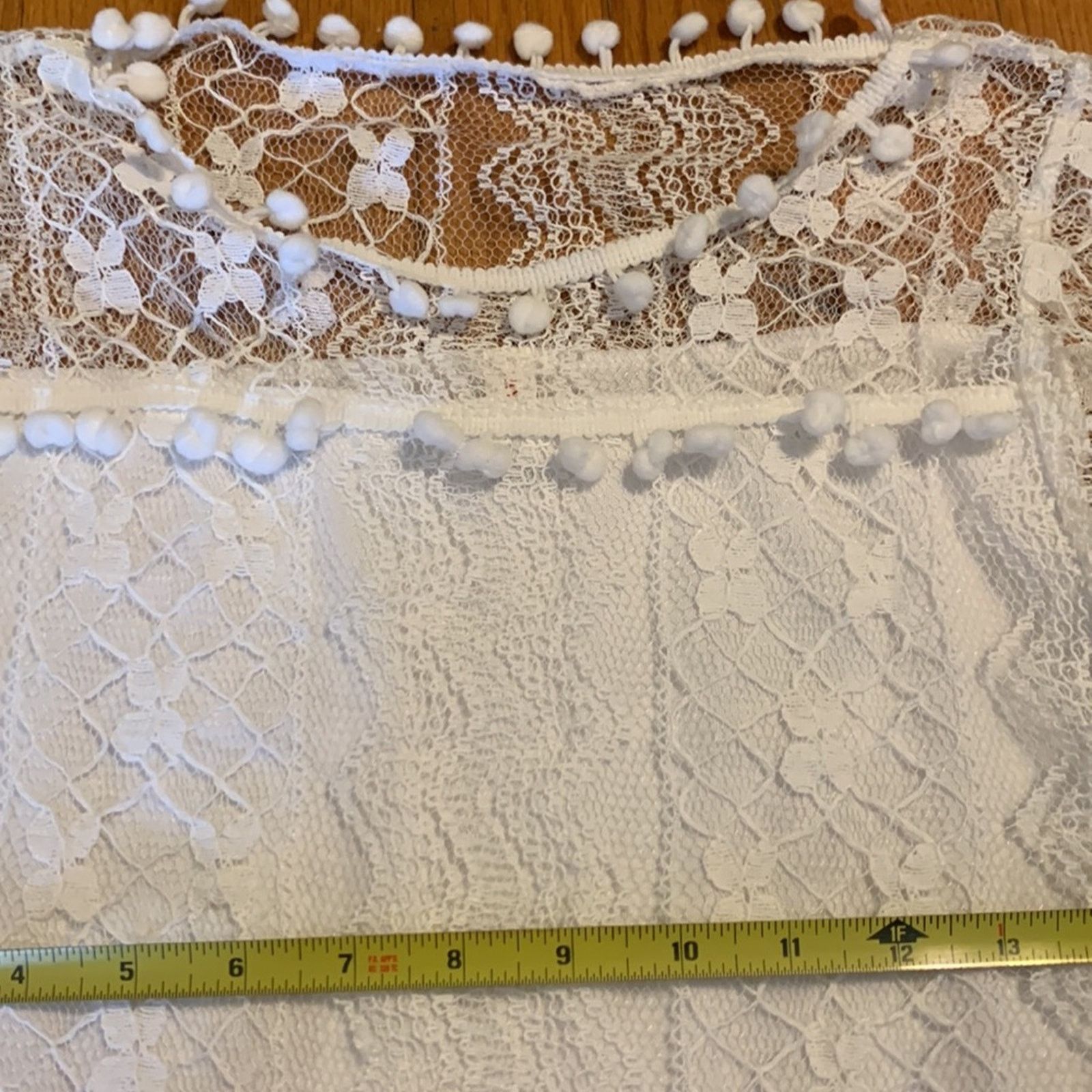 Vintage Favolook white minidress tunic with white lace overlay Size S / US 4 / IT 40 - 8 Thumbnail
