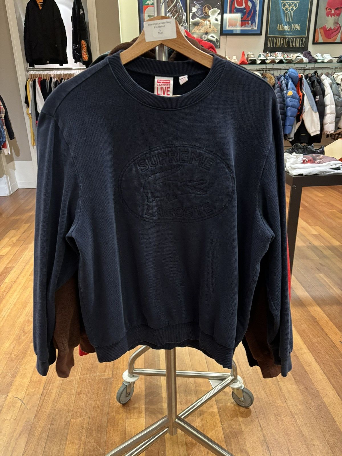 Pre-owned Lacoste X Supreme Lacoste Crewneck In Navy