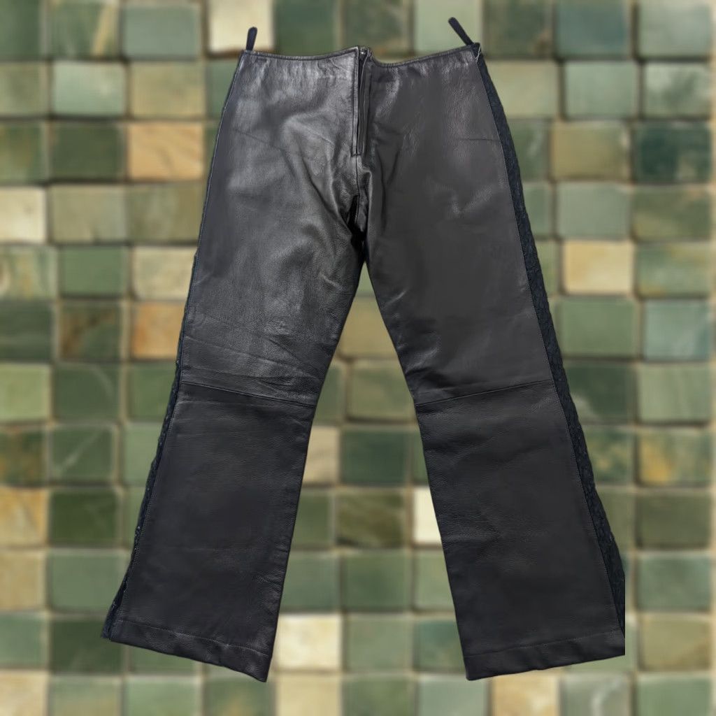 Vintage VINTAGE Leather High-Rise Lace Sheer Side Stripe Bootcut Pants Moto Biker 8 32x28 Womens Clothing Pants Leather 80s 90s Punk Retro Grunge Y2K Ban? Size 30" / US 8 / IT 44 - 1 Thumbnail