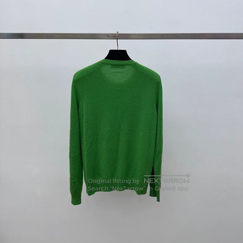 Miu Miu Miu Miu 42 Green embroidered logo knit cardigan Size L / US 10 / IT 46 - 2 Thumbnail