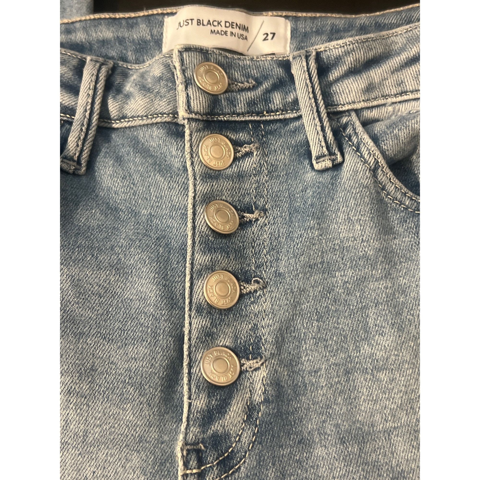 Other Just Black Denim High Rise Button Fly Skinny Jeans Distresse Size 27" / US 4 / IT 40 - 3 Thumbnail