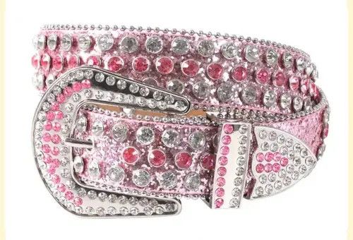 VIBE PU Leather Strap with diamond Belts Size ONE SIZE - 8 Thumbnail