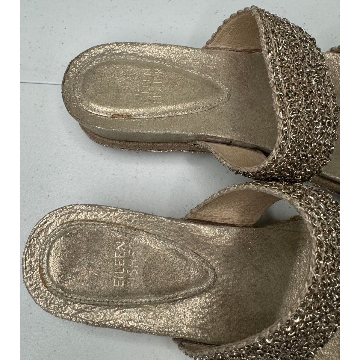Eileen Fisher Eileen Fisher Fresh Platinum/Gold Metallic Jute Sandals Size US 9 / IT 39 - 4 Thumbnail