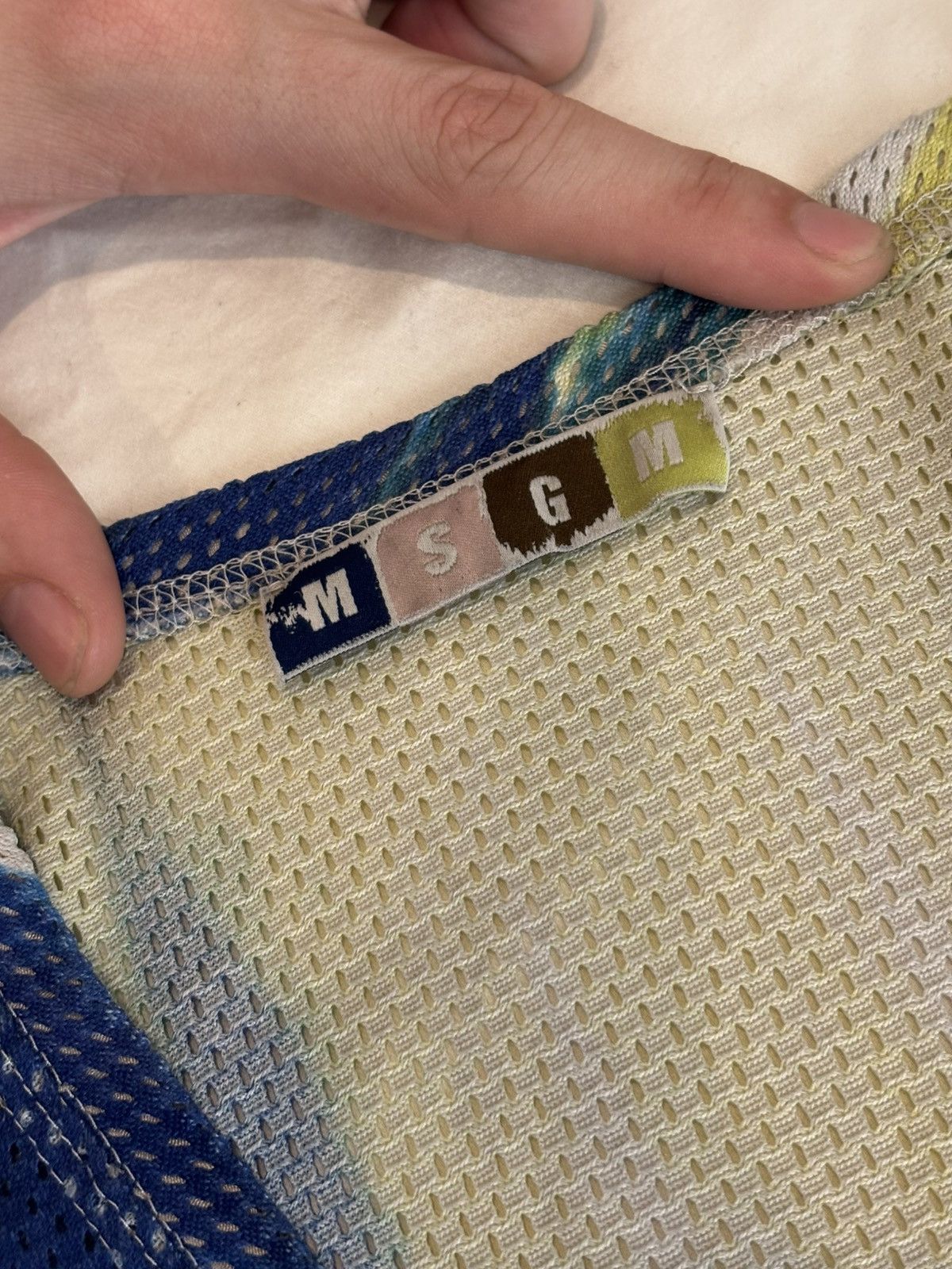MSGM MSGM Men's Tie Dye Mesh Tank Top Blue Yellow Pocketed Size M Size US M / EU 48-50 / 2 - 4 Thumbnail