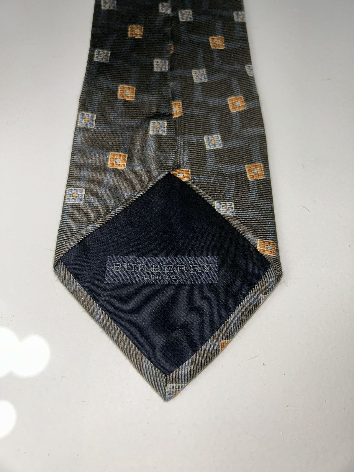 Burberry Vintage Burberry Gray Block Patterned Men’s Silk Tie Size ONE SIZE - 5 Thumbnail
