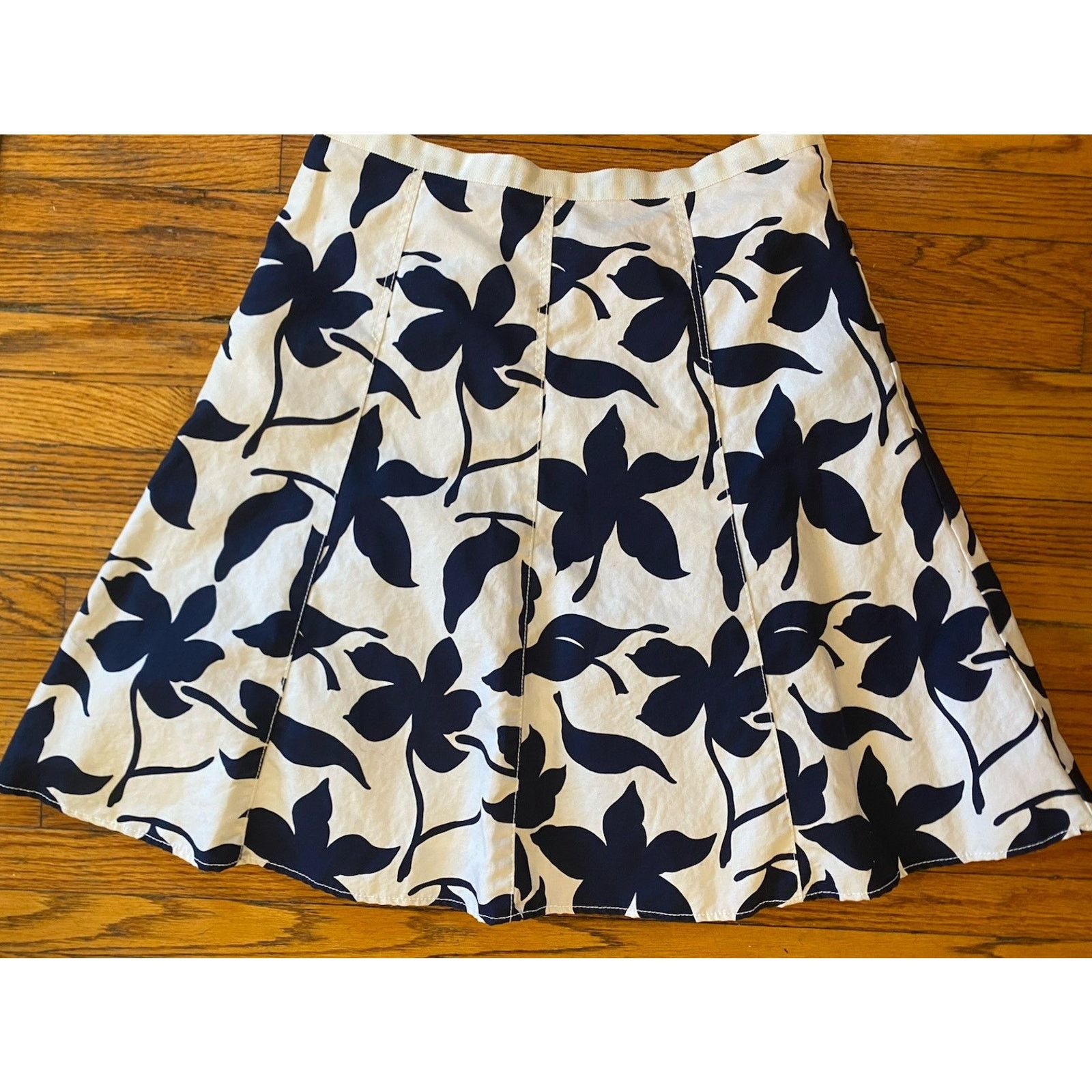 Banana Republic BANANA REPUBLIC Navy Flare Skirt Cotten Linen Blend Women 8 Size 30" / US 8 / IT 44 - 4 Thumbnail